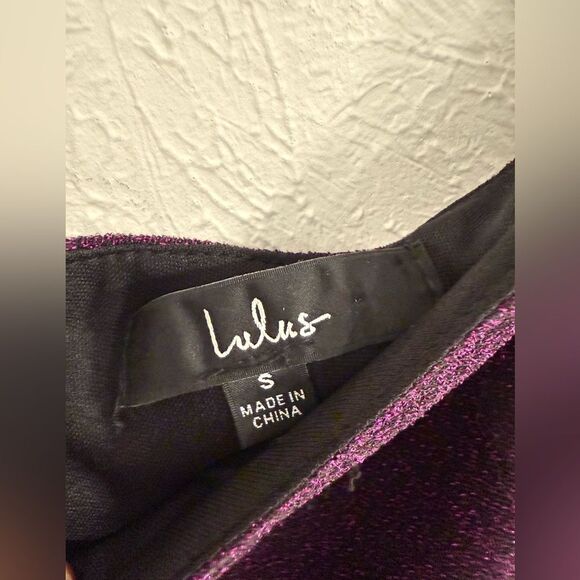 Lulu’s Exceptional Approach Purple Lurex One-Shoulder Mini Dress, Size Small - Picture 7 of 7